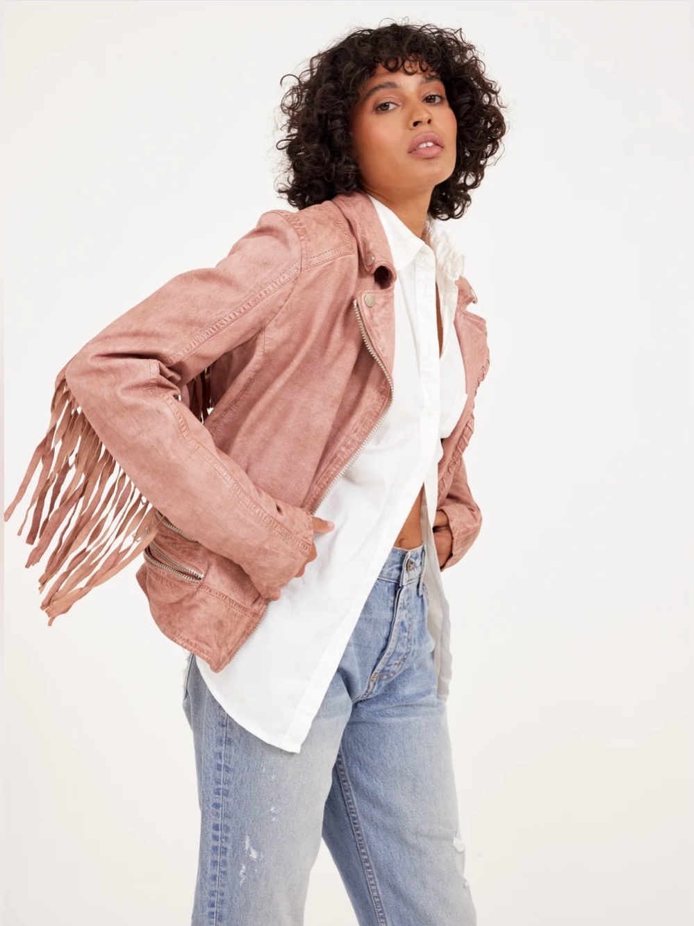 Mauritius Light Pink Zoe RF Leather Jacket - size 6